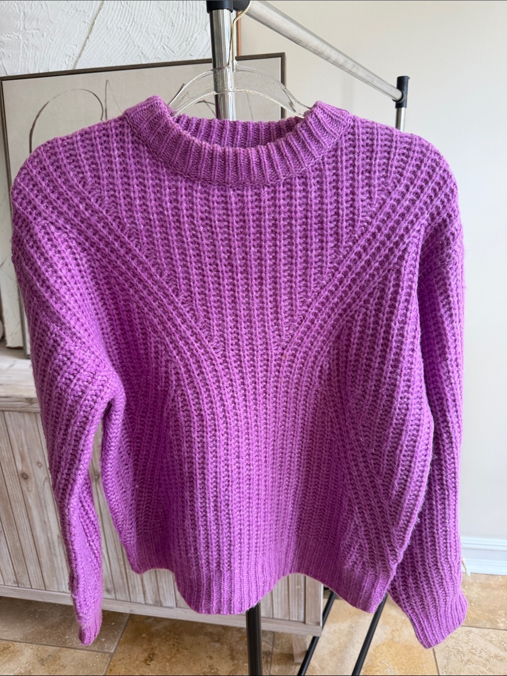a new day Purple Ribbed Chunky Knit Turtleneck Sweater